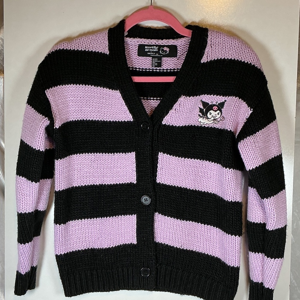 Hello Kitty Black and Pink Striped Sweater A0444